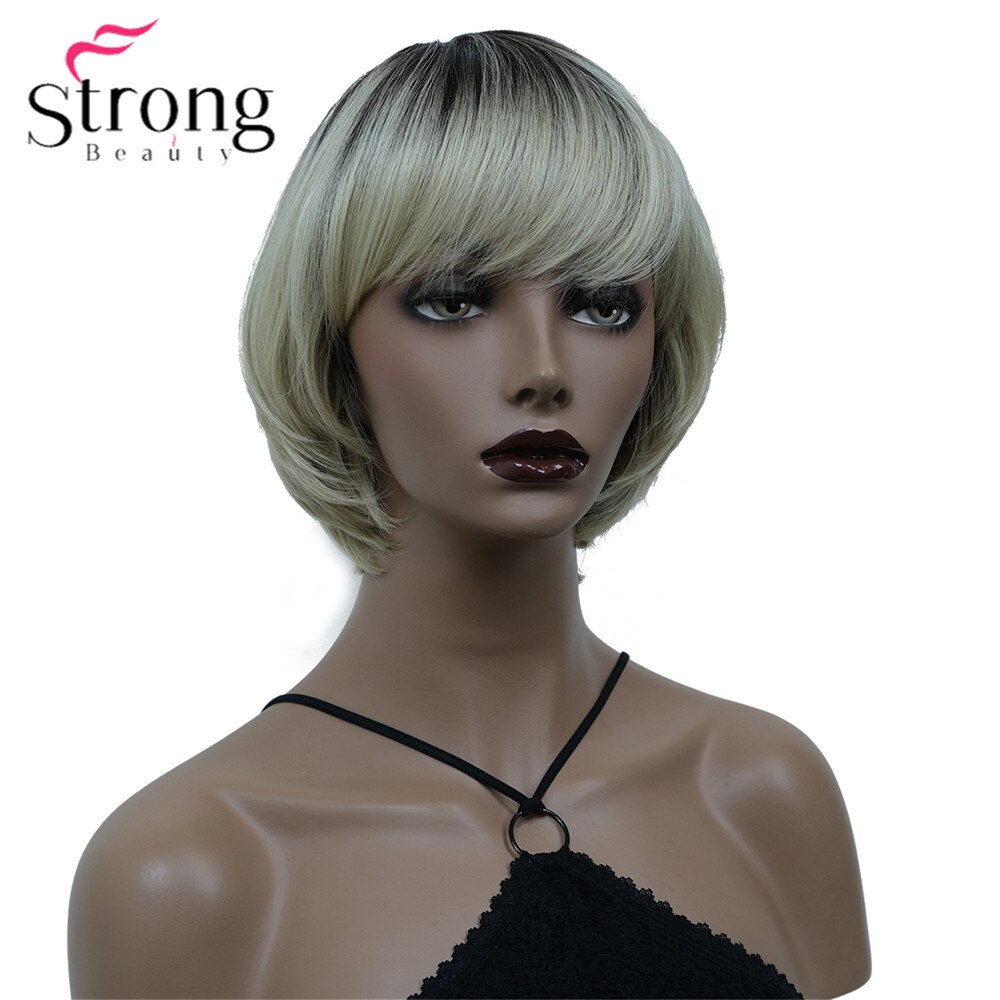 StrongBeauty Women Short Wigs Blonde Ombre Hair Sy..